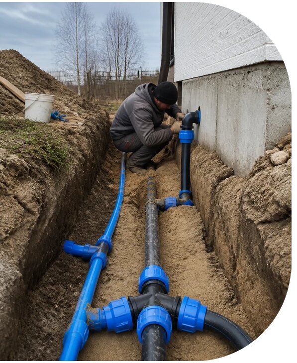 Монтаж наружного водопровода на участке под ключ в Братске